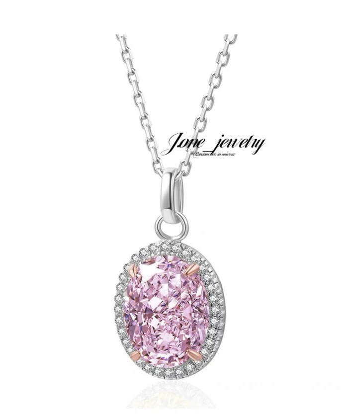 Kalung & Liontin Premium Halo Oval Cut 2crt Pink Colour