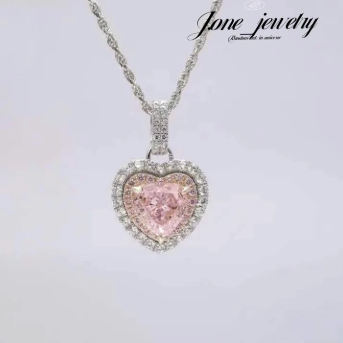 Kalung & Liontin Premium Halo Heart Shape 3crt Pink Colour