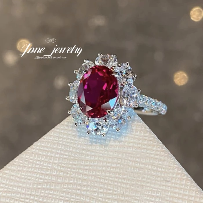 Cincin Premium Batu Oval Merah 3crt