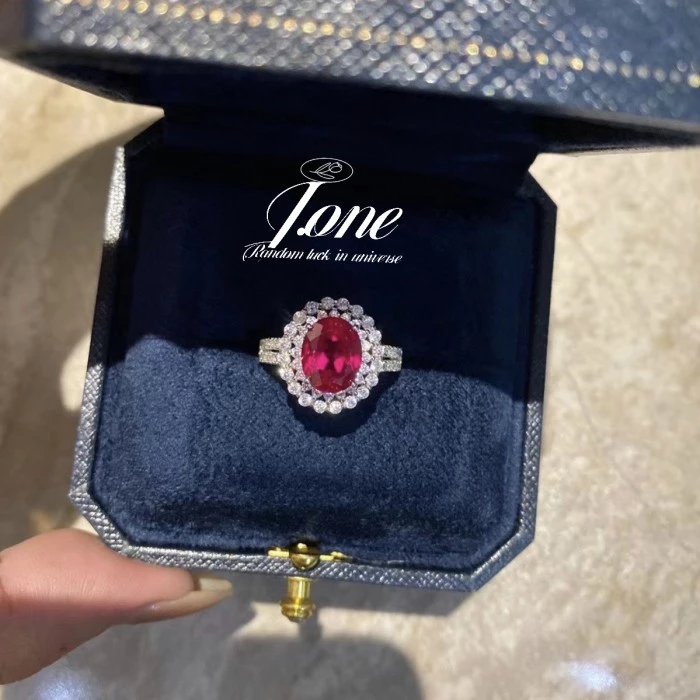 Cincin Premium Batu Merah Oval 3crt