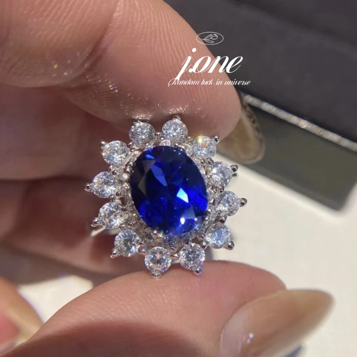 Cincin Premium Batu Oval 3crt Blue